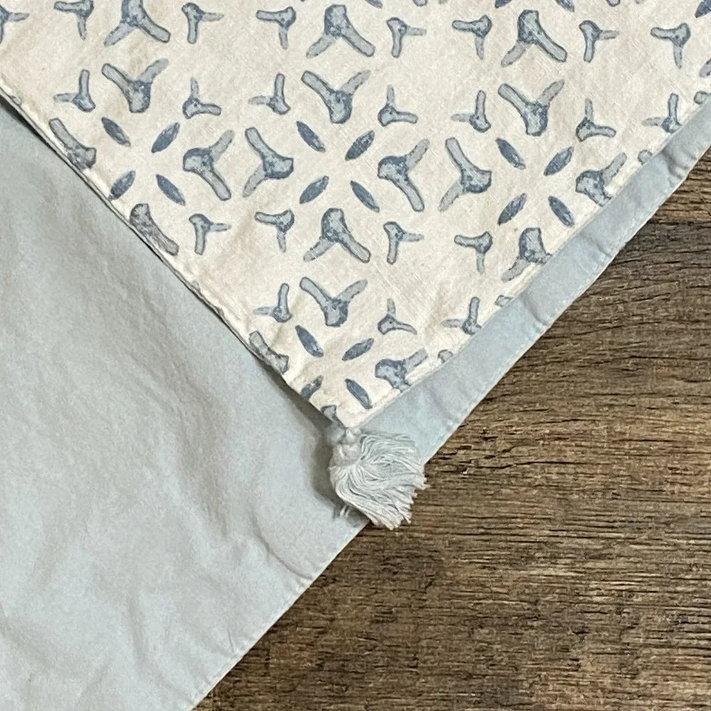 Threshold Cotton Table Runner Tassels Blue Coastal Farmhouse Decor (13.5